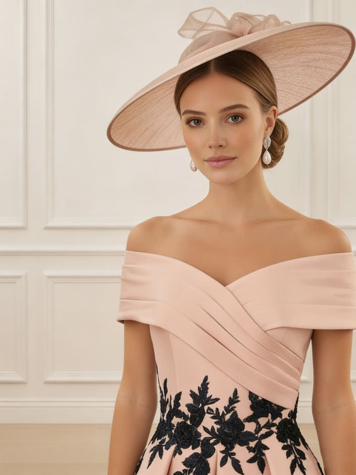 A-Line/Princess Off-the-shoulder Stretch Satin Mother of the Bride Dresses with Appliques Ankle-Length Sleeveless