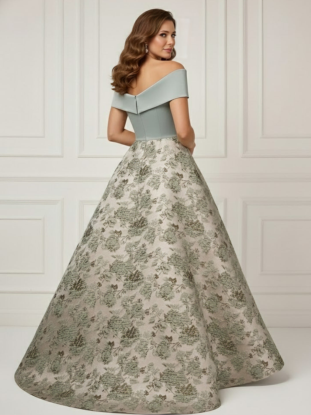 A-Line/Princess Off-the-Shoulder Mother of the Bride Dresses Satin Sleeveless Floor-Length Floral