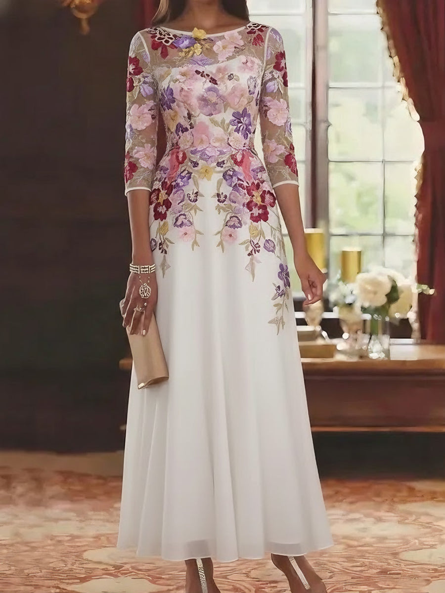 elegant A-line mother of the bride dress with scoop neckline
