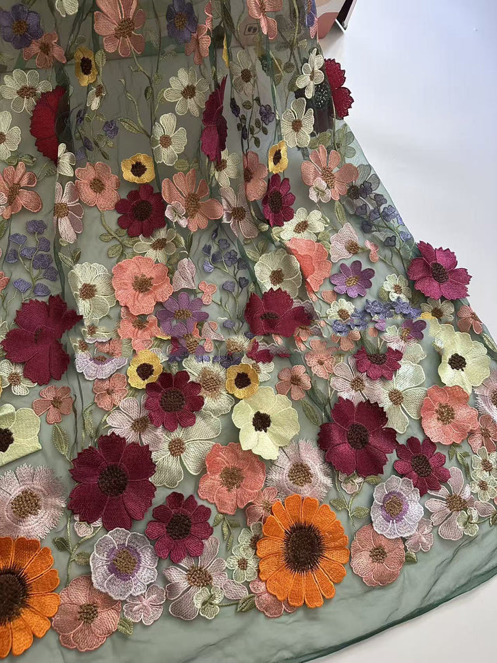 Sheath/Column High Neck Lace Floral Mother of the Bride Dresses Long Sleeves Tea-Length