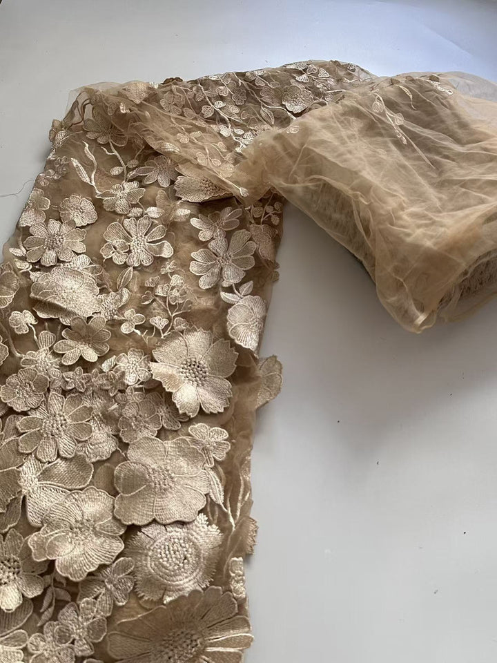 Sheath/Column High Neck Lace Floral Mother of the Bride Dresses Long Sleeves Tea-Length