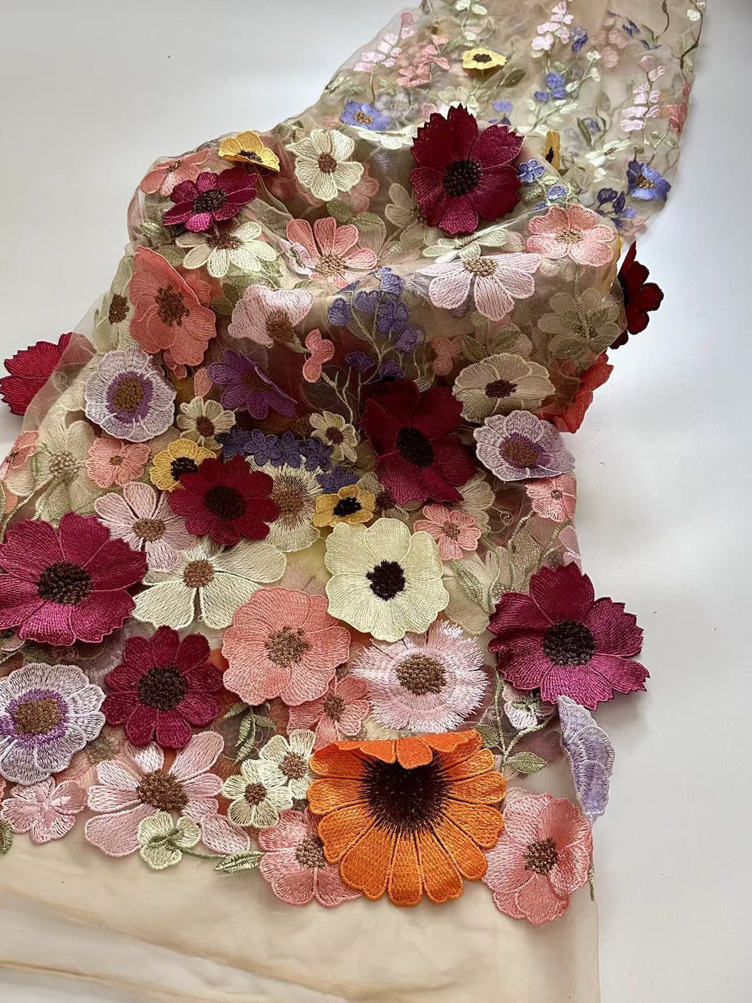 Sheath/Column High Neck Lace Floral Mother of the Bride Dresses Long Sleeves Tea-Length