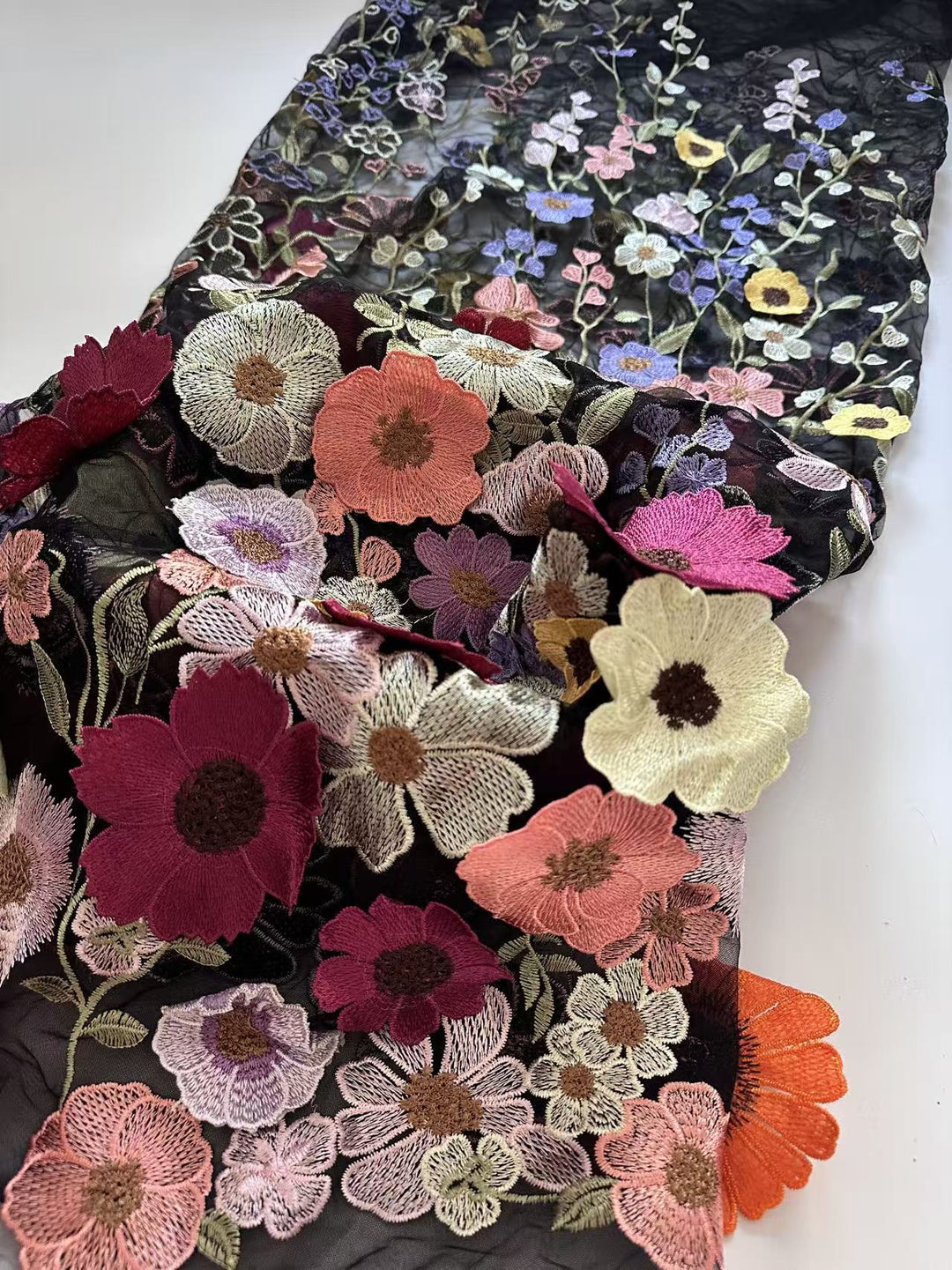 Sheath/Column High Neck Lace Floral Mother of the Bride Dresses Long Sleeves Tea-Length