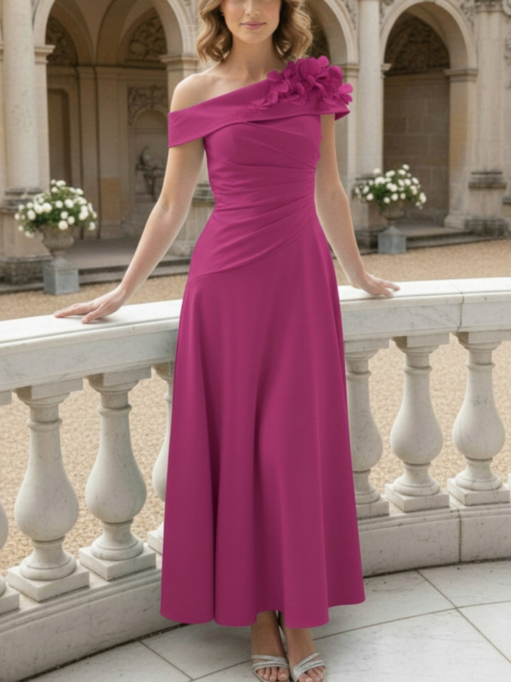 A-Line/Princess Off-the-Shoulder Mother of the Bride Dresses Ankle-Length Sleeveless with 3D Flower