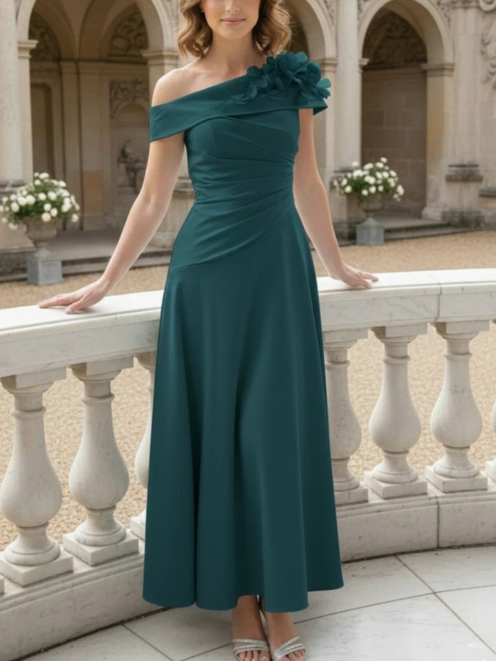 A-Line/Princess Off-the-Shoulder Mother of the Bride Dresses Ankle-Length Sleeveless with 3D Flower