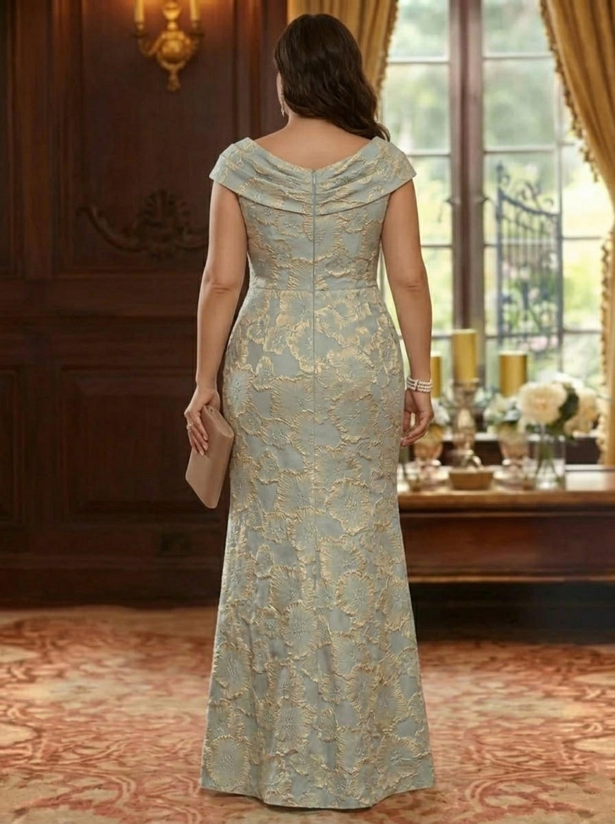 Sheath/Column Cowl Neck Jacquard Plus Size Mother of the Bride Dresses