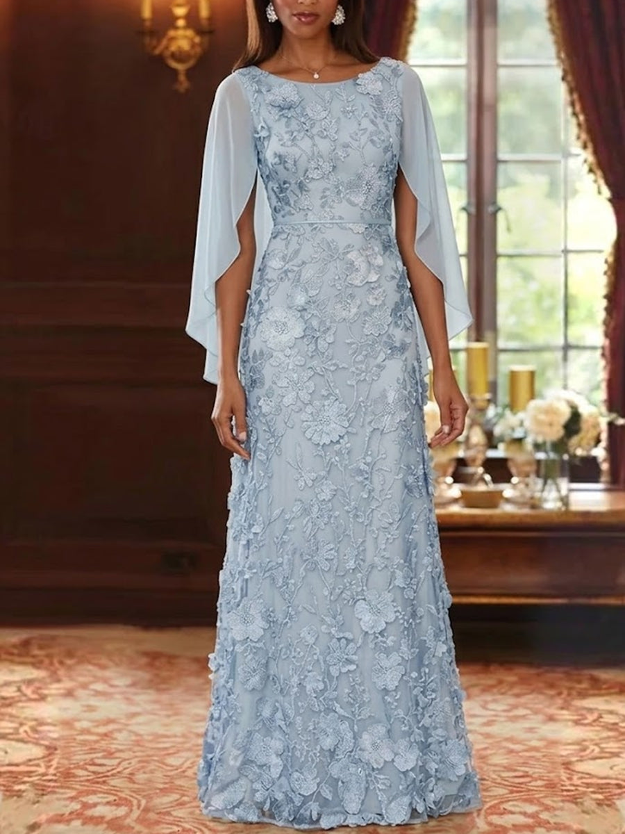 A-Line/Princess Scoop Chiffon Mother of the Bride Dresses Lace
