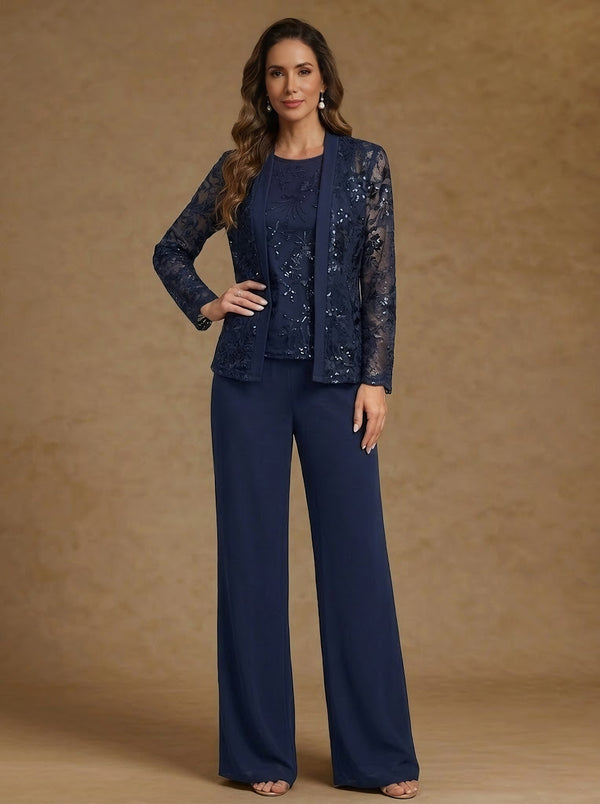 navy blue 3 piece mother of the bride pantsuit