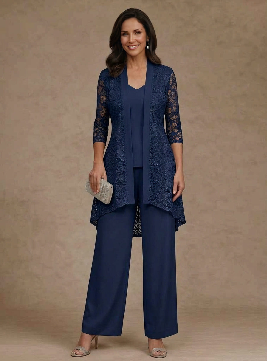 mother of the groom pantsuit with v neckline