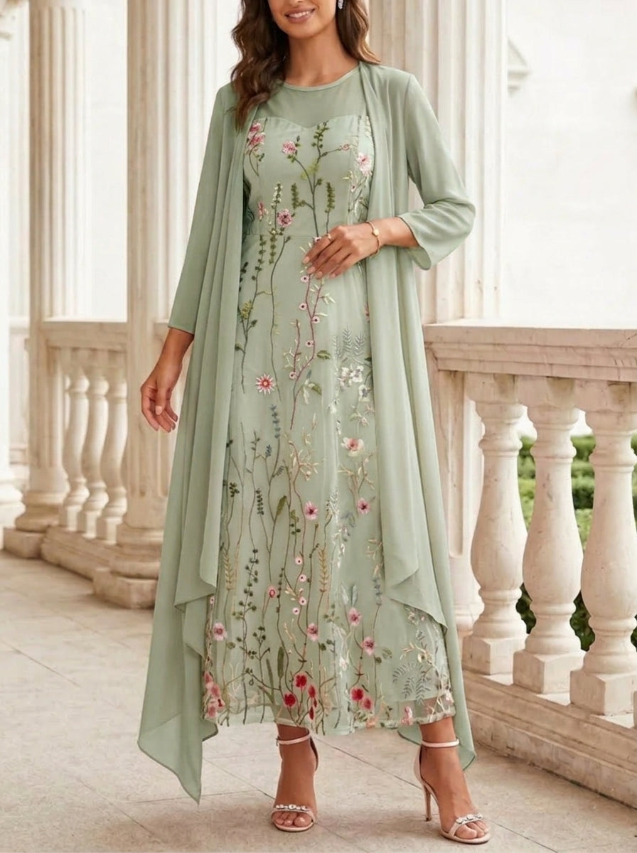 elegant floral mother of the groom dress with sleeves
