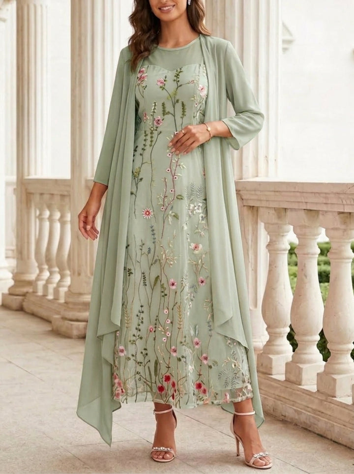 elegant floral mother of the groom dress with sleeves