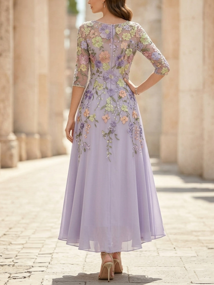 chinese dress ladies A-Line/Princess V-Neck Chiffon Mother of the Bride Dresses Half Sleeve