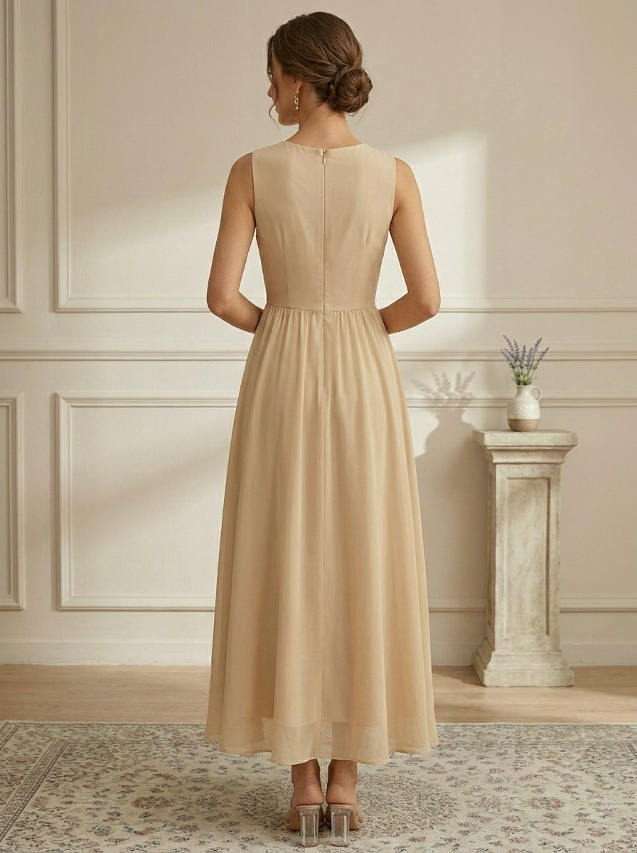 A-Line/Princess Scoop Chiffon Mother of the Bride Dresses with Jacket Lace Floral 3/4 Sleeves Ankle-Length