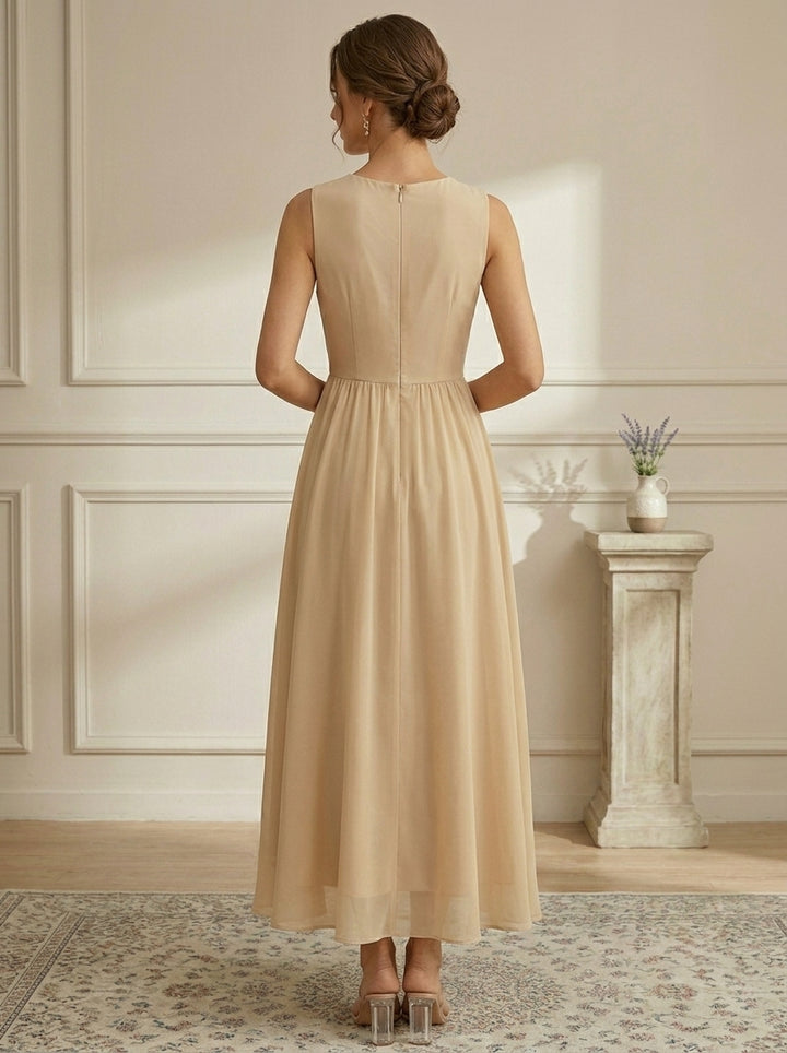 A-Line/Princess Scoop Chiffon Mother of the Bride Dresses with Jacket Lace Floral 3/4 Sleeves Ankle-Length