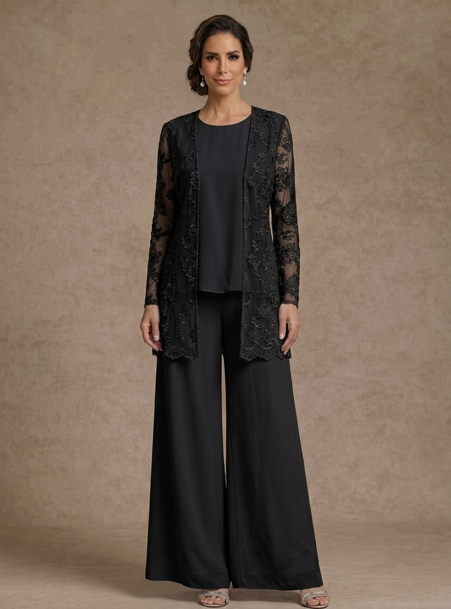 mother of the bride pantsuit with long sleeve jacket