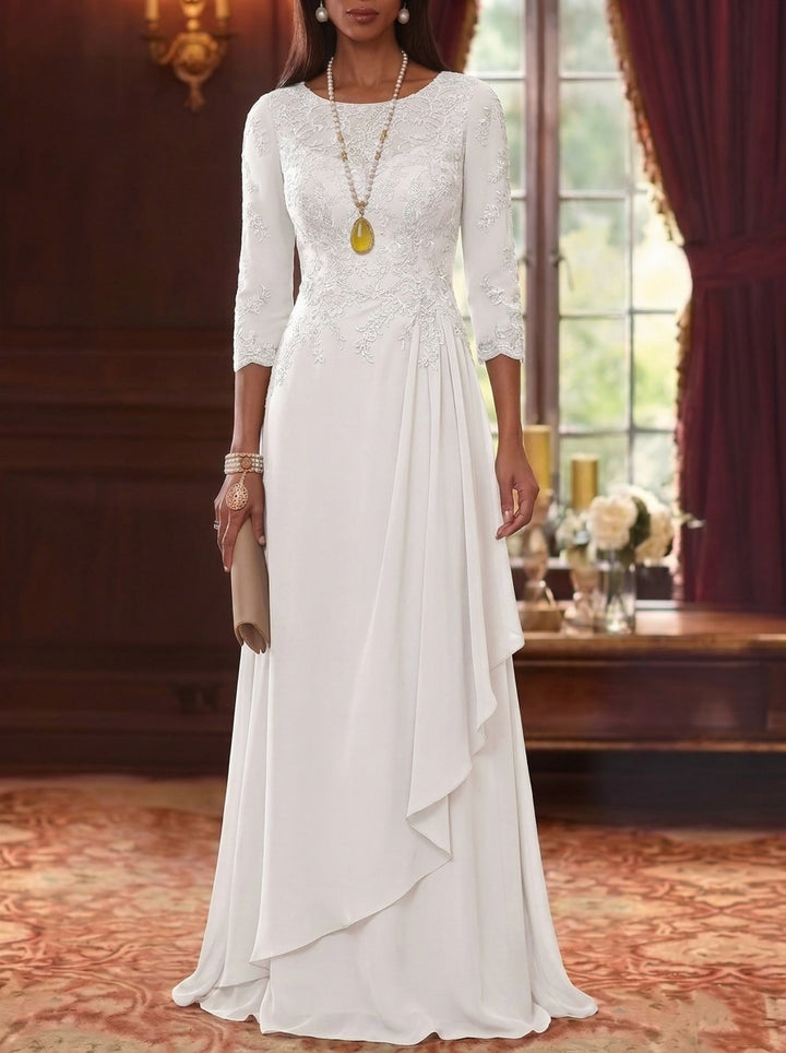 white lace and promises mother of the bride dresses 3/4 Sleeves Knee Length Lace Mother Of The Bride Dress, White