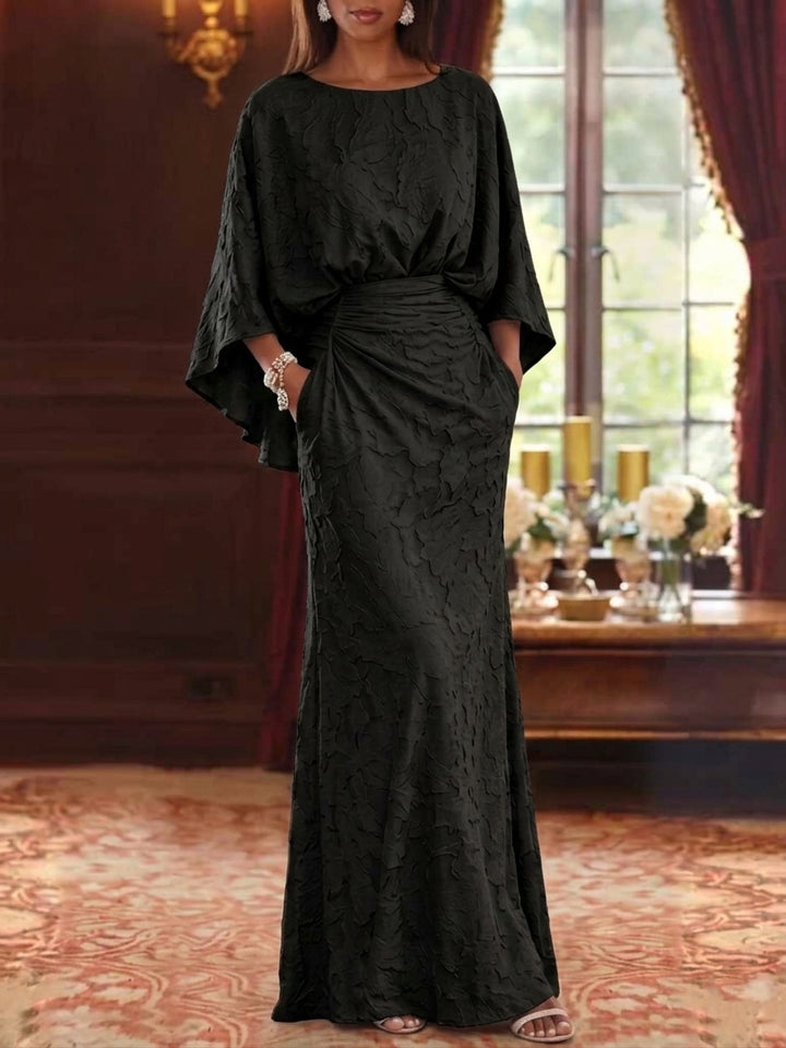 Sheath/Column Scoop Chiffon Floral Mother of the Bride Dresses Floor-Length 3/4 Sleeves Ruched