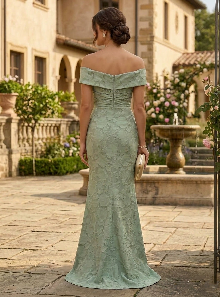 Trumpet/Mermaid Off-the-Shoulder Chiffon Floral Mother of the Bride Dresses Floor-Length Sleeveless