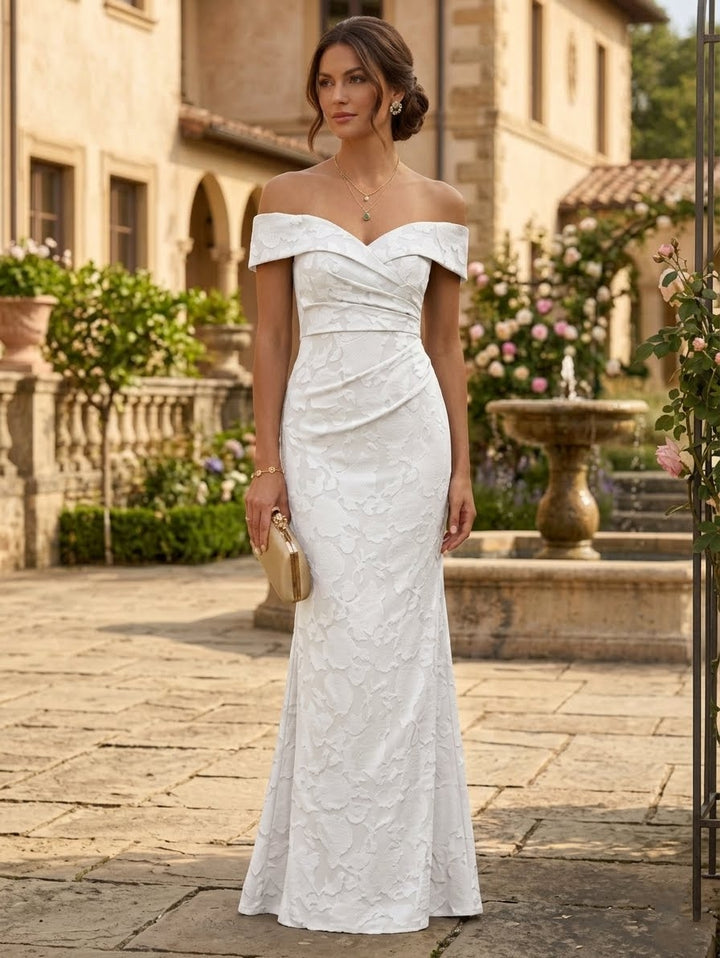Trumpet/Mermaid Off-the-Shoulder Chiffon Floral Mother of the Bride Dresses Floor-Length Sleeveless