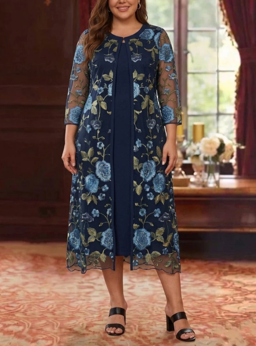 2 Pieces A-Line/Princess Plus Size V-Neck Chiffon Mother of the