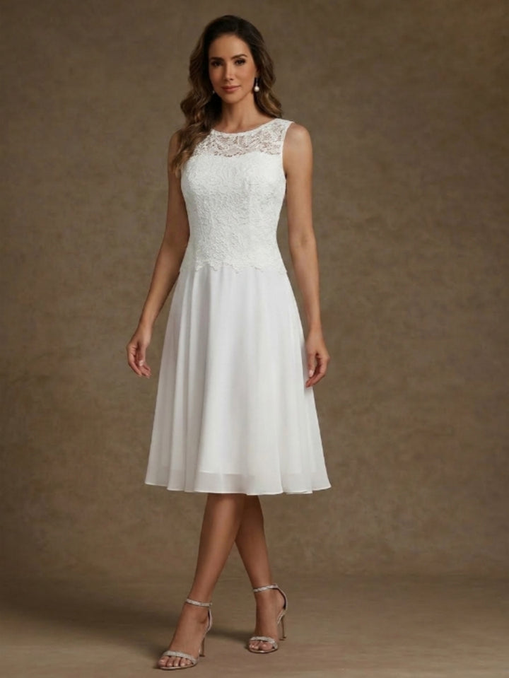 A-Line/Princess Scoop Chiffon Mother of the Bride Dresses with Jacket Lace Floral Tea-Length 3/4 Sleeves