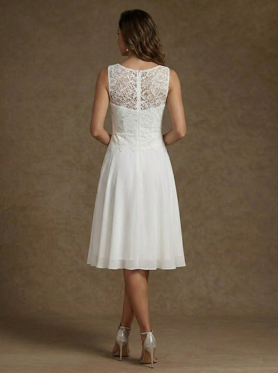 A-Line/Princess Scoop Chiffon Mother of the Bride Dresses with Jacket Lace Floral Tea-Length 3/4 Sleeves