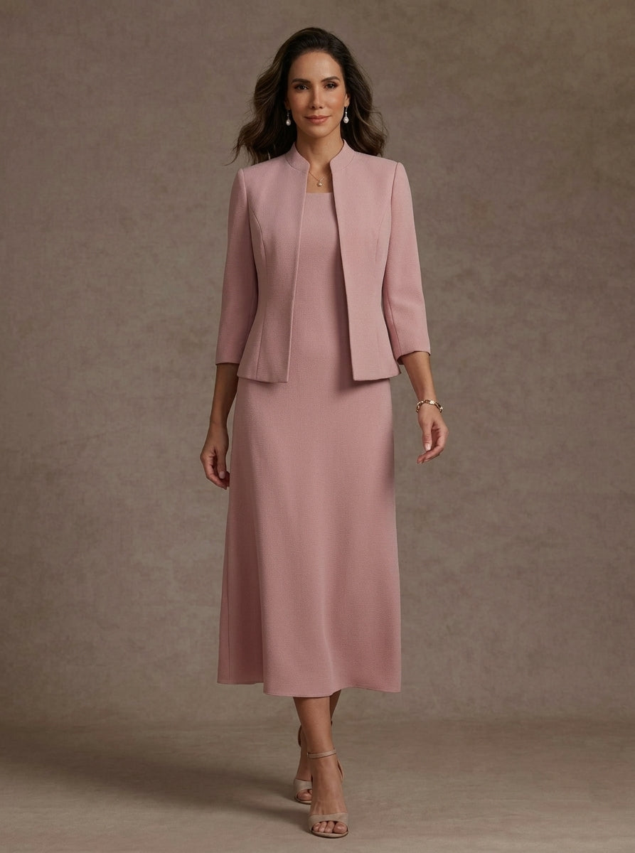 dress and jacket outfits for mother of the bride Eva Fashion 3489 Two Piece Short Mother of the Bride Jacket Dress