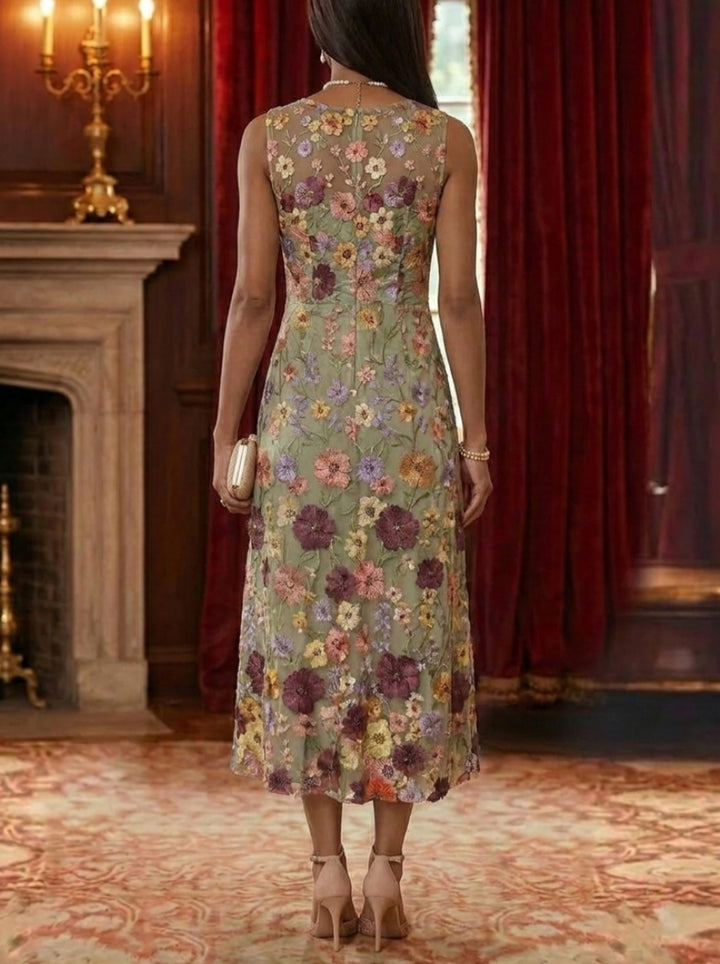 2 Pieces Chiffon A-Line/Princess Scoop Mother of the Bride Dresses with Jacket Tea-Length Long Sleeves Lace Floral