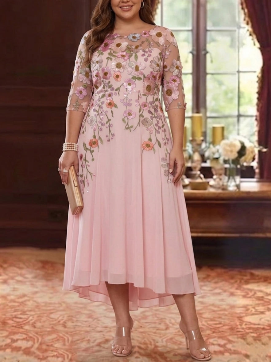 A-Line/Princess Scoop Chiffon Plus Size Mother of the Bride