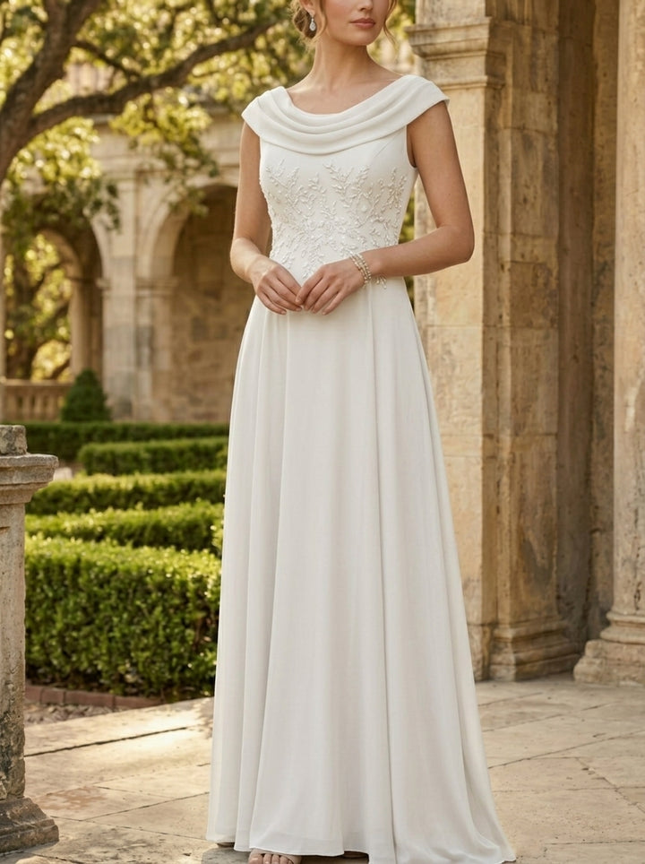 A-Line/Princess Scoop Chiffon Mother of the Bride Dresses Sleeveless Lace Floor-Length