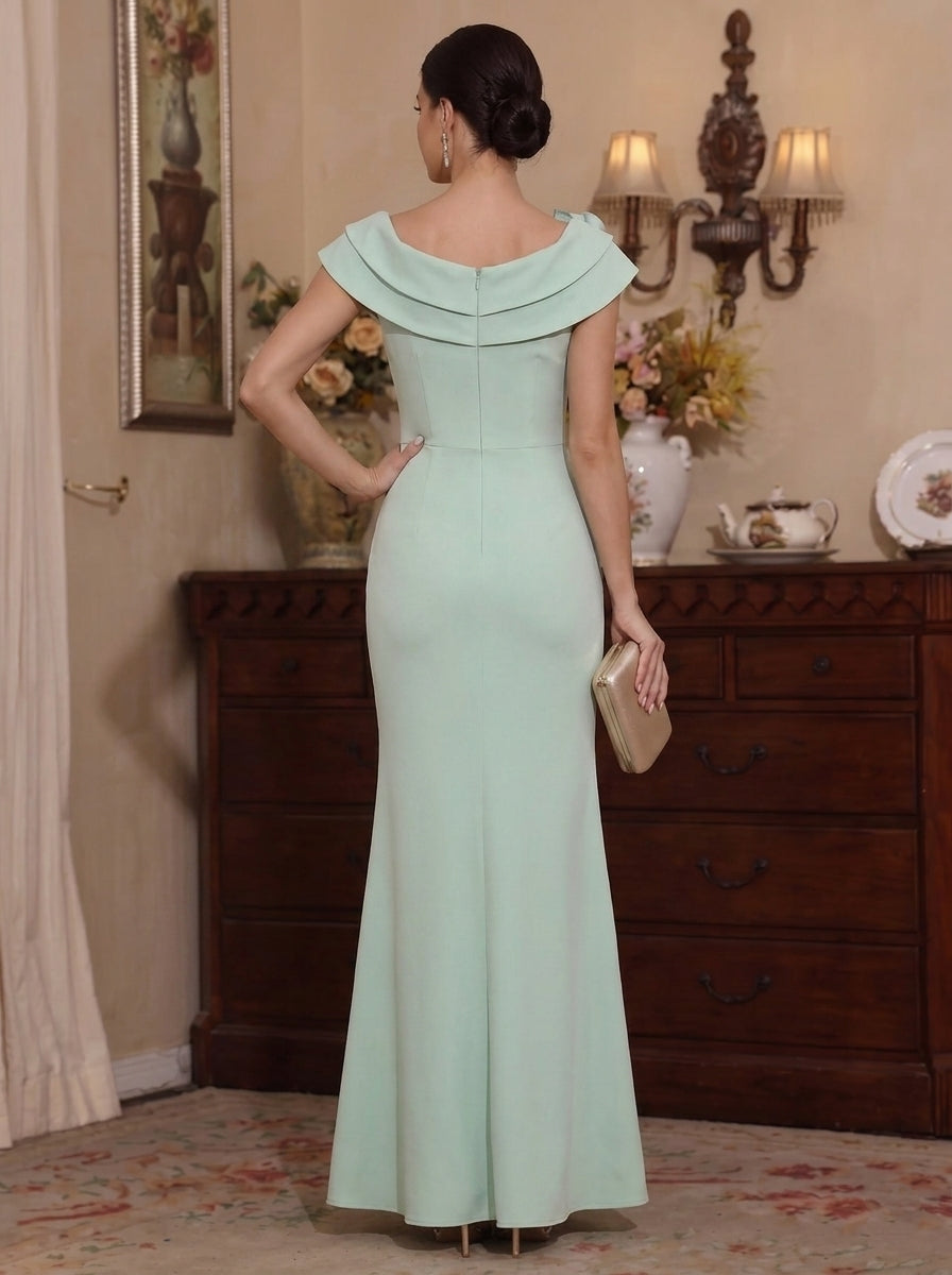 Sheath/Column Scoop Stretch Satin Mother of the Bride Dresses with 3D Flower Sleeveless Ankle-Length