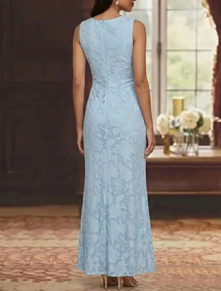 Sheath/Column Cowl Neck Chiffon Floral Mother of the Bride Dresses Ankle-Length Sleeveless Floral