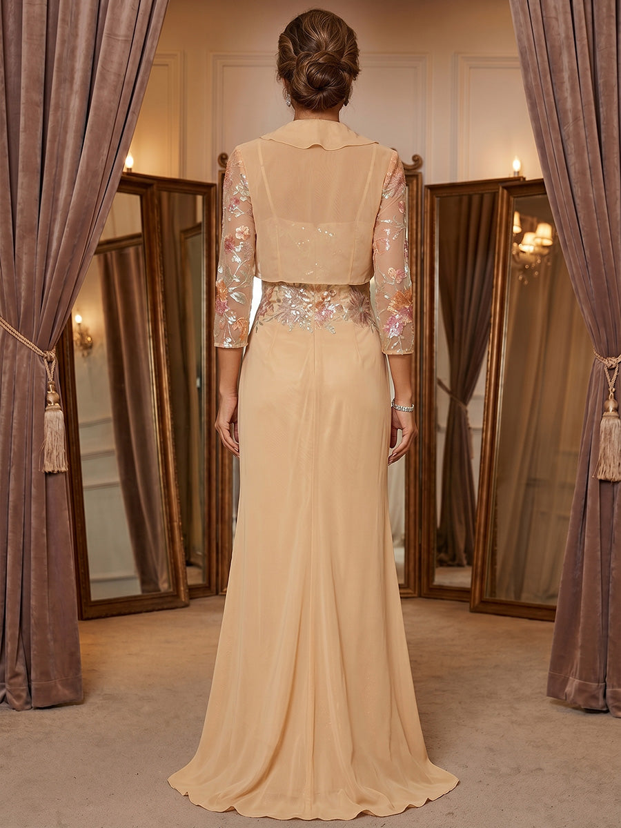 Sheath/Column Scoop Chiffon Mother of the Bride Dresses with Jacket Fl