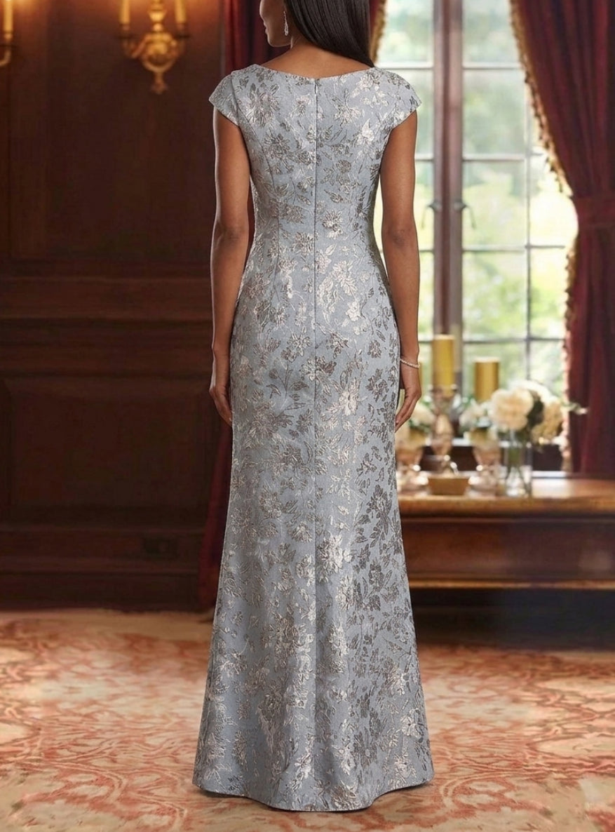 Sheath/Column Cowl Neck Jacquard Mother of the Bride Dresses with Spli
