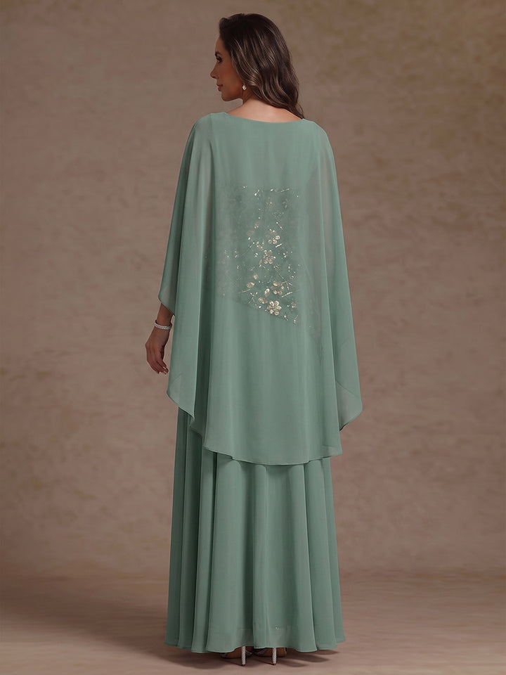 A-Line/Princess Scoop Chiffon Mother of the Bride Pantsuit Floral Ankle-Length Sleeveless with Wrap