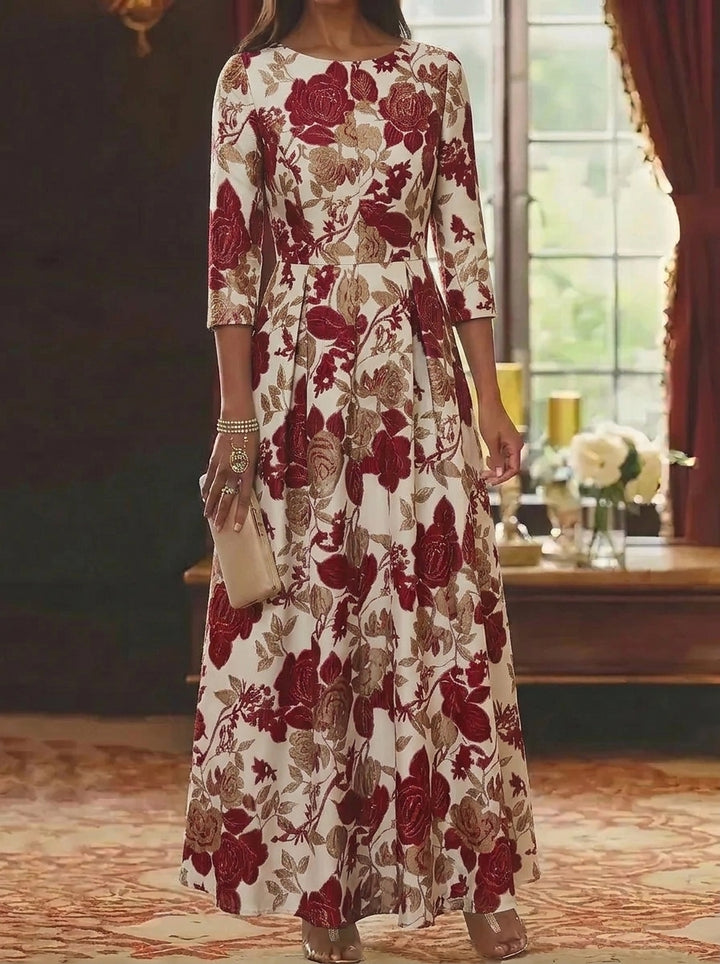 A-Line/Princess Scoop Jacquard Mother of the Bride Dresses Floral Ankle-Length 3/4 Sleeves