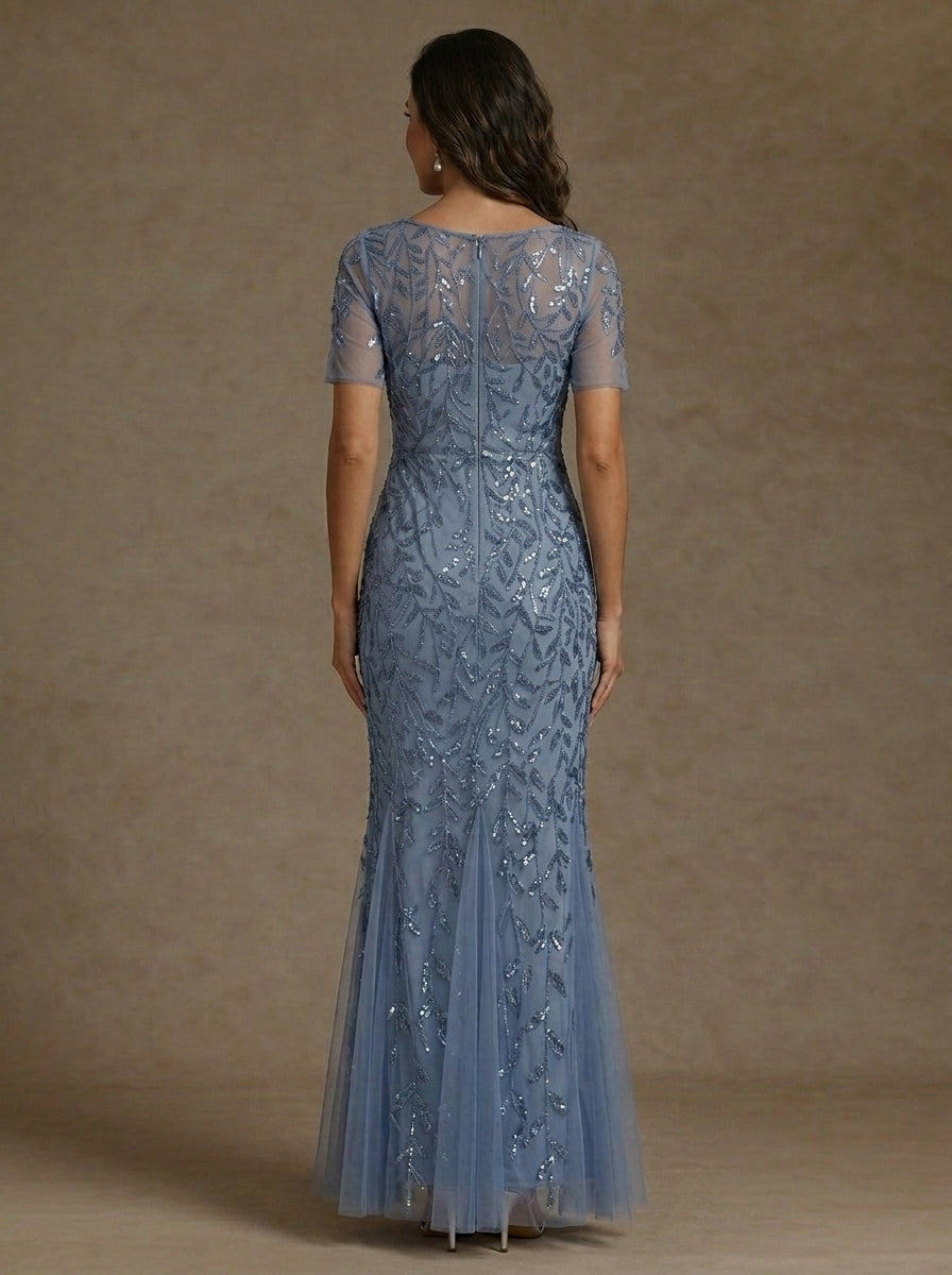 Trumpet/Mermaid Scoop Sequins Mother of the Bride Dresses Ankle-Length Short Sleeves