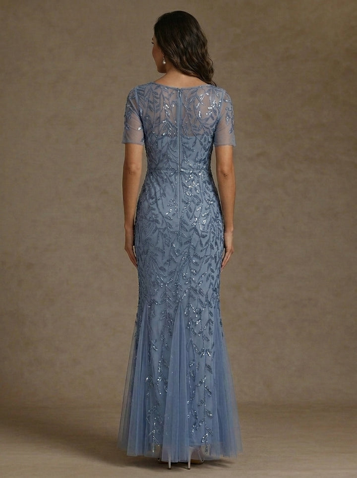 Trumpet/Mermaid Scoop Sequins Mother of the Bride Dresses Ankle-Length Short Sleeves