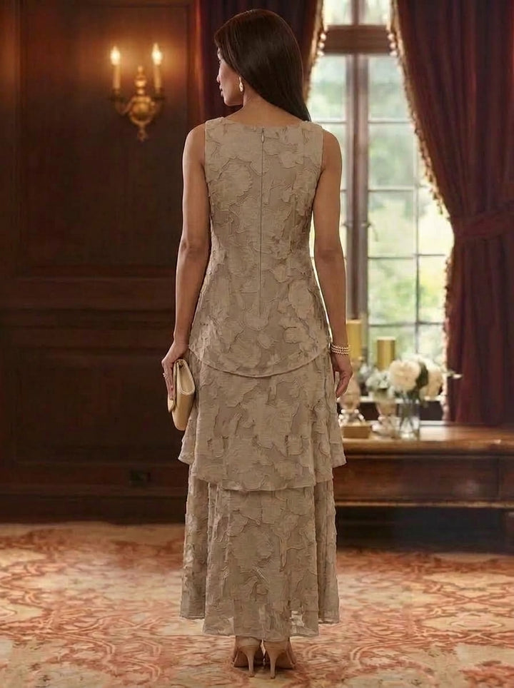 2 Pieces A-Line/Princess Scoop Chiffon Floral Mother of the Bride Dresses with Jacket 3/4 Sleeves Ruffles Ankle-Length