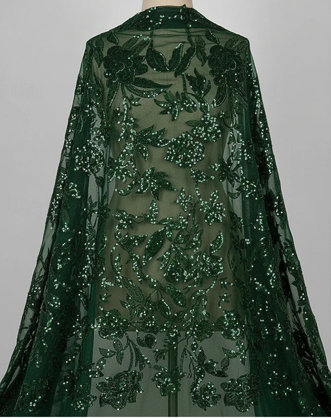 A-Line/Princess Scoop Satin Mother of the Bride Dresses with Overskirt 3/4 Sleeves Floor-Length Sequins