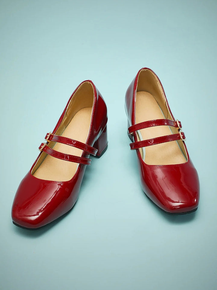 1920s Women's Dancewear Shoes Buckles Block Heel Closed Toe Retro Shoes