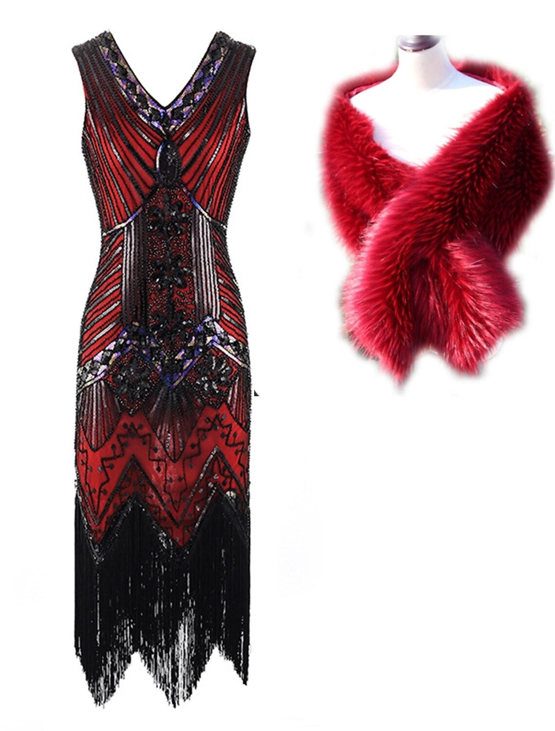 Sheath/Column V-Neck Elegant Vintage Costume Party Dresses with Wraps