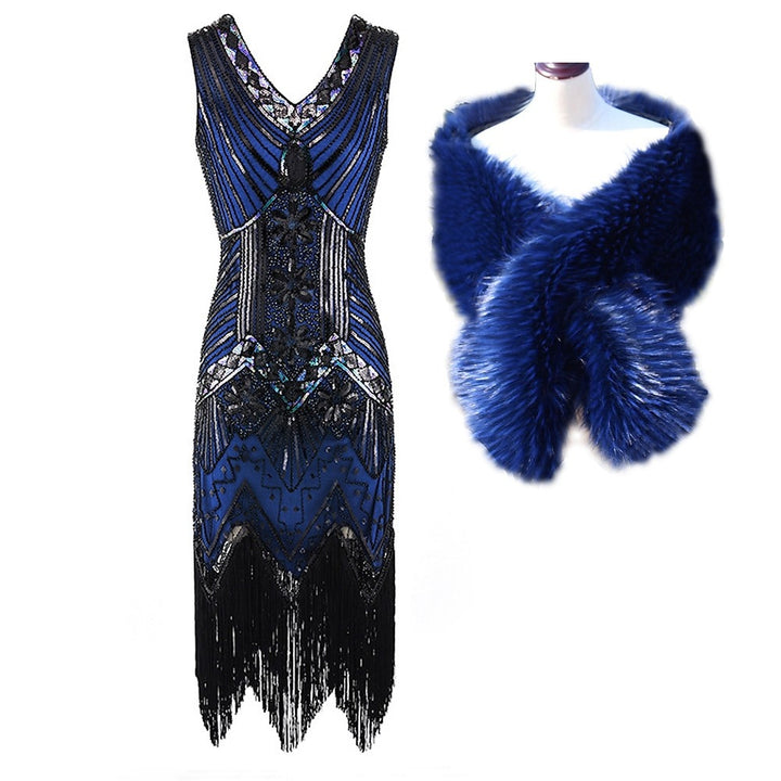 Sheath/Column V-Neck Elegant Vintage Costume Party Dresses with Wraps