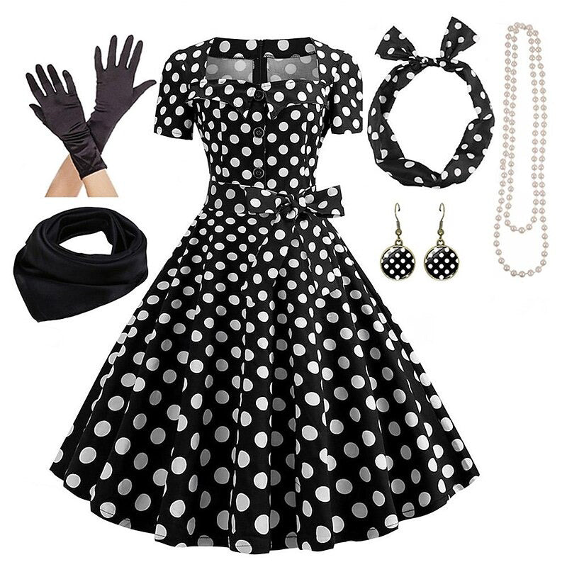 A-Line/Princess Square Neck Vintage Costume Party Dresses with Accessories Set