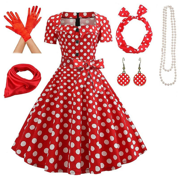 A-Line/Princess Square Neck Vintage Costume Party Dresses with Accessories Set