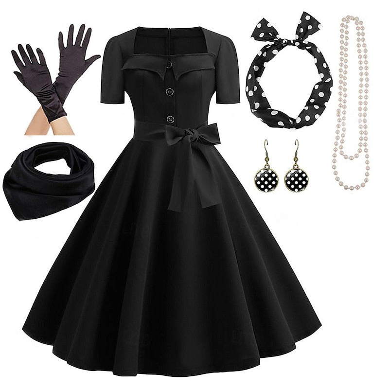 A-Line/Princess Square Neck Vintage Costume Party Dresses with Accessories Set