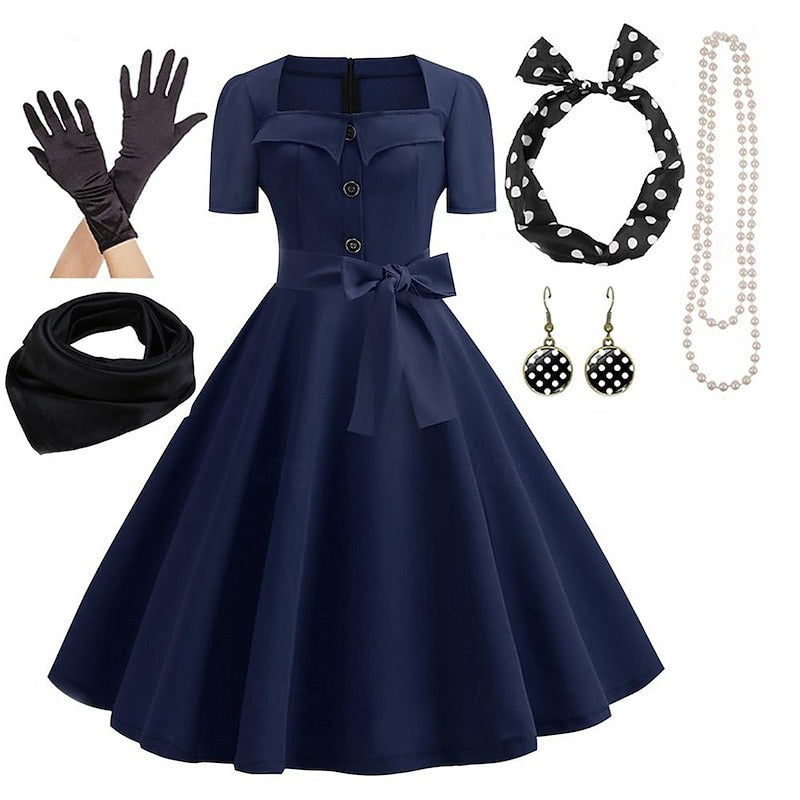 A-Line/Princess Square Neck Vintage Costume Party Dresses with Accessories Set