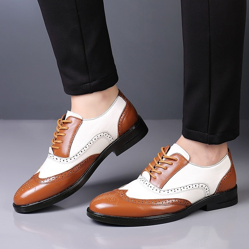 Men's Casual PU Leather Flat Heel Elegant Daily Vintage Formal Shoes