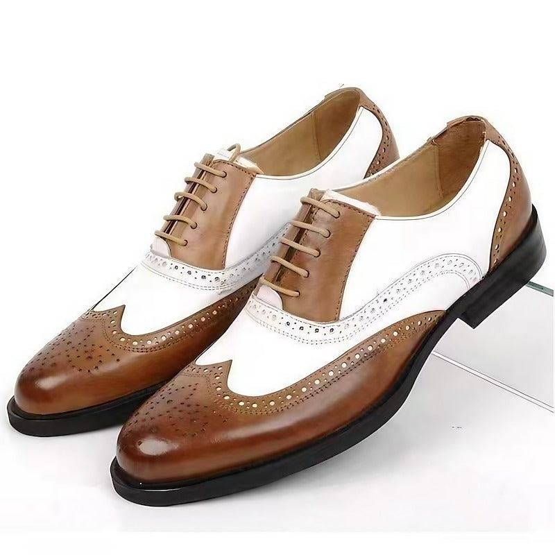 Men's Casual PU Leather Flat Heel Elegant Daily Vintage Formal Shoes