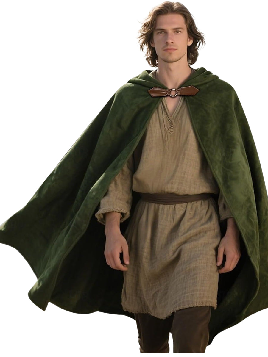 Dark Green Adults'  Medieval Vintage Hoodies Robe Normal Cloak